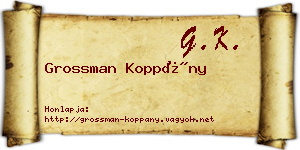 Grossman Koppány névjegykártya